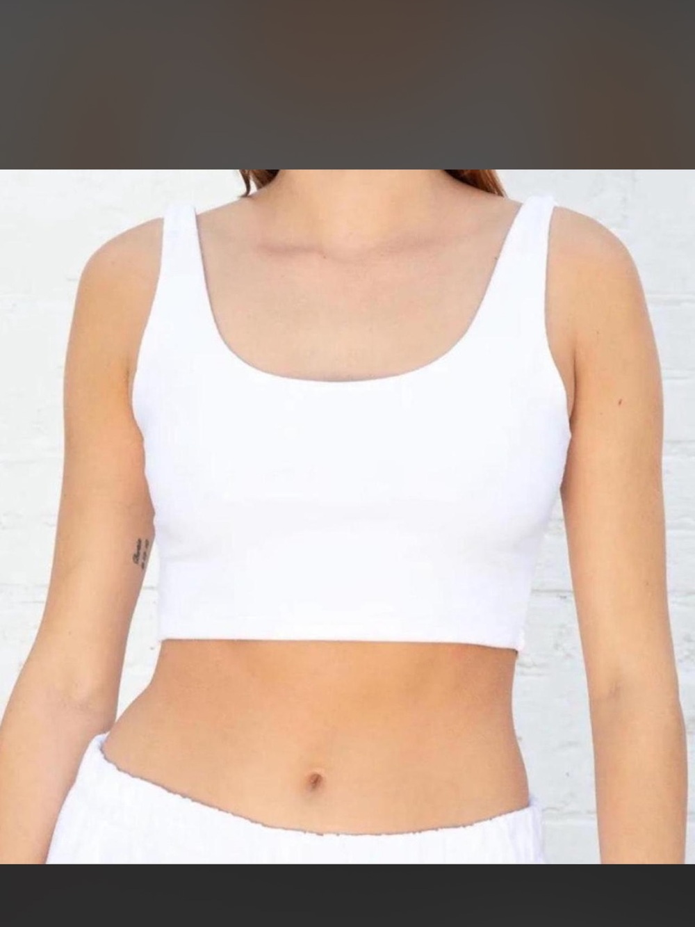 Brandy Melville White Scoop Crop Tank